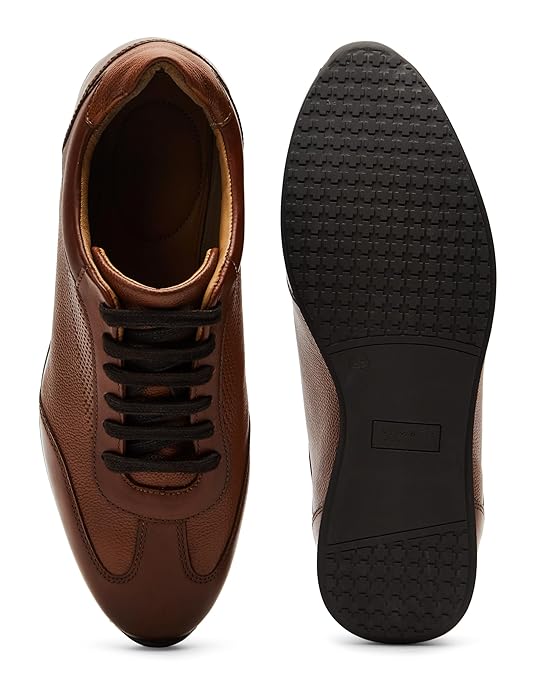 Symbol Premium Mens Smart Casual Leather Sneakers (Brown)