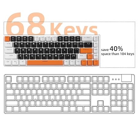 MageGee Portable 60% Mechanical Gaming Keyboard, MK-Box LED Backlit Compact 68 Keys Mini Wired Office Keyboard with Blue Switch for Windows Laptop PC Mac - Black/White