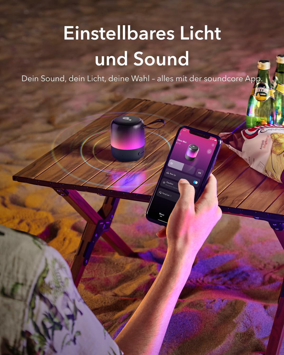 soundcore Glow Mini Speaker, Portable Bluetooth Speaker, 360° Sound, Light Show, 12h Playtime, IP67 Waterproof & Dustproof