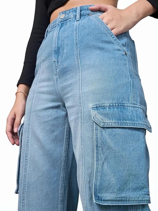 Bewakoof Womens High Rise 100% Cotton Solid Straight Fit Jeans|Straight Fit Jeans – Regular Fit | Classic Denim Pants | Everyday Casual