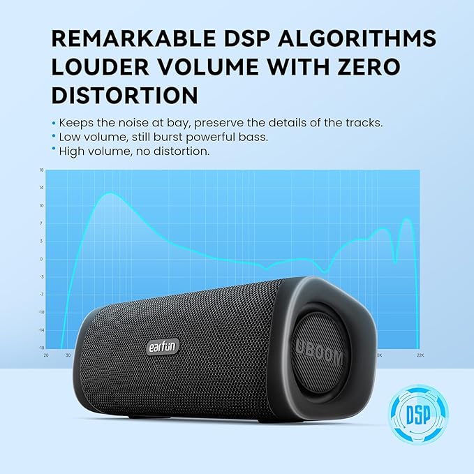 EarFun Bluetooth Speaker, UBOOM L Portable Speaker 28W Loud Stereo Sound, Rich Bass, IP67 Waterproof & Dustproof, Dual Pairing (Black)