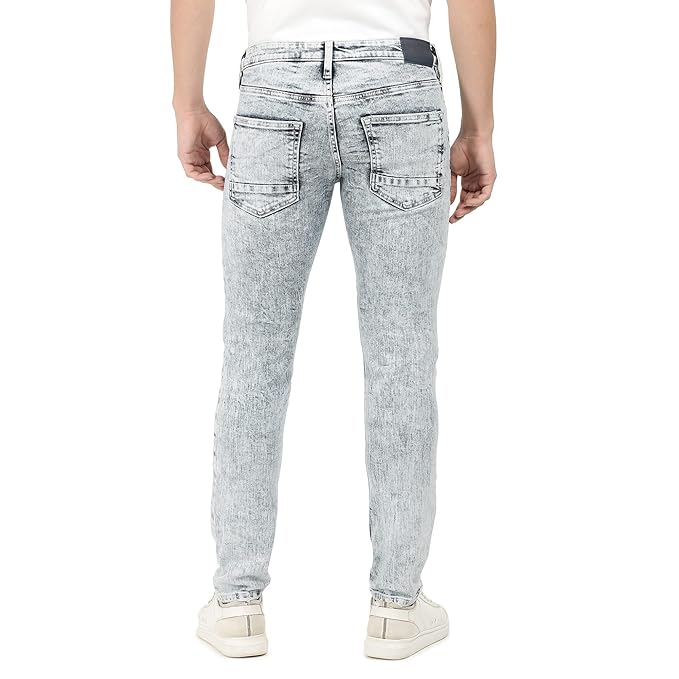 Everblue Men Solid Stretchable Blue Tapered Slim Fit Heavy Fade Midrise Jeans
