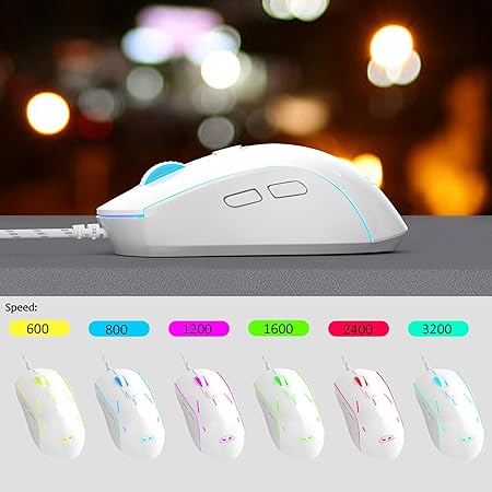 MageGee Gaming Keyboard and Mouse Combo, True RGB Backlit Membrane Office Keyboard Mouse, 104 Keys Anti-Ghosting Metal Panel Quiet Wired Keyboard for Windows Laptop PC Gamer- White/Blue