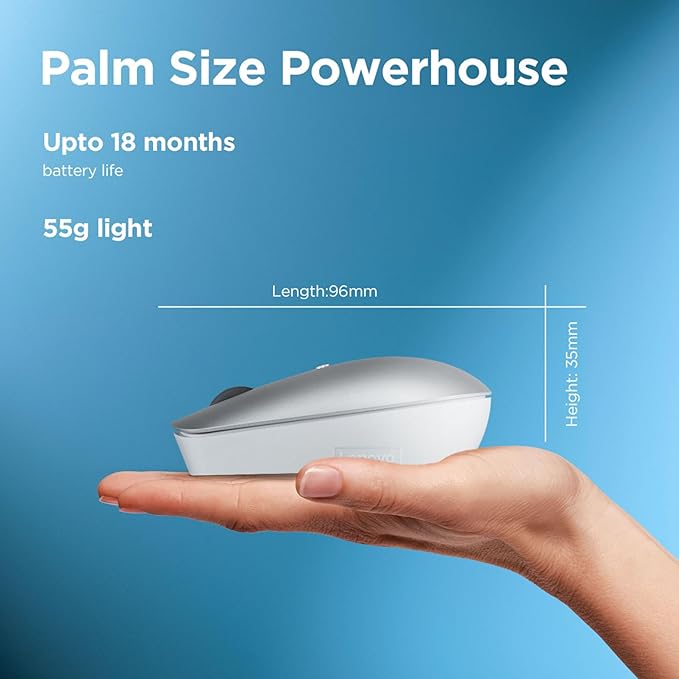 Lenovo 540 USB-C Compact Wireless Mouse (2400 DPI Sensor, 2.4GHz Wireless Nano USB, 4-Button (left click, right click, scroll click, DPI)|Ambidextrous Design| 3 Year Warranty | Cloud Grey)