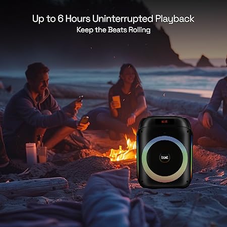 boAt PartyPal 220 Bluetooth Party Speaker w/ 80 W Signature Sound, Karaoke with Mic, RGB LEDs, Up to 6 hrs Playback (Midnight Black)