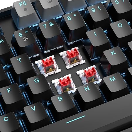 MageGee 75% Mechanical Gaming Keyboard with Red Switch, LED Blue Backlit Keyboard, 87 Keys Compact TKL Wired Computer Keyboard for Windows Laptop PC Gamer - Black/Grey