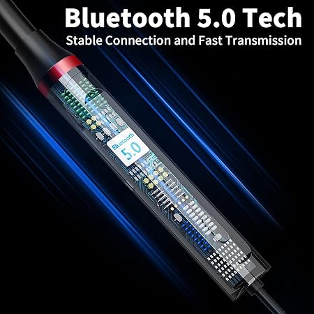 Neckband Bluetooth Headphones Wireless Earbuds for Samsung S25 Ultra S24 S23 FE S22 A53 A14 (Black)