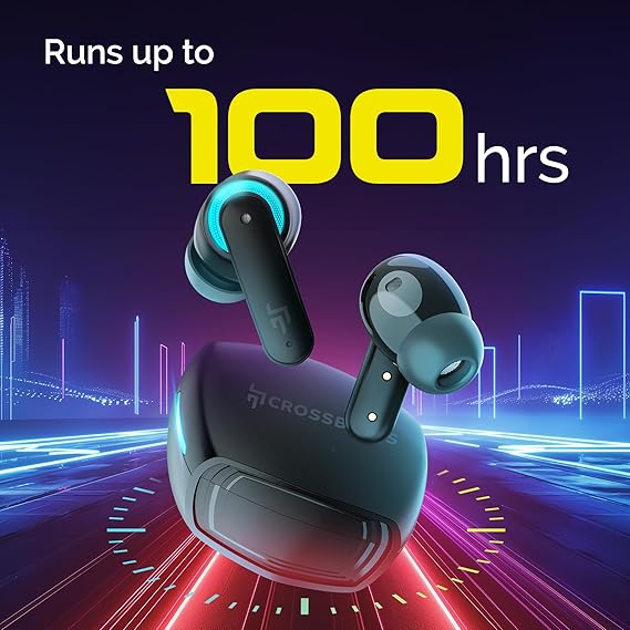 CrossBeats Fury Max Gaming TWS in-Ear Buds |100hr Playtime Bluetooth Earphones | RGB Lights | BT v5.4 (2 color options)