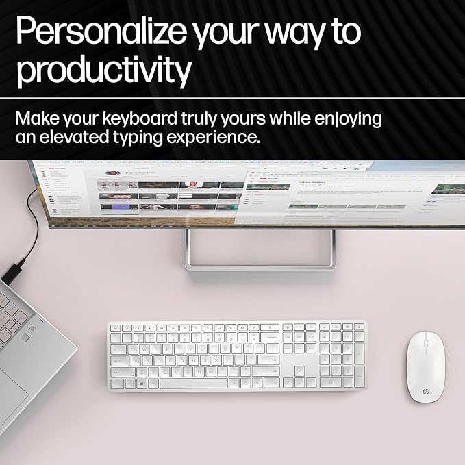 HP 970 Creator Keyboard, Wireless and Multi-Device with 20 programmable Shortcut Keys, Backlit with sensors, up to 6 Month Battery, AES encrypted, 0.67 kg, Silver