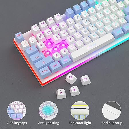 MageGee Gaming Keyboard and Mouse Combo, True RGB Backlit Membrane Office Keyboard Mouse, 104 Keys Anti-Ghosting Metal Panel Quiet Wired Keyboard for Windows Laptop PC Gamer- White/Blue