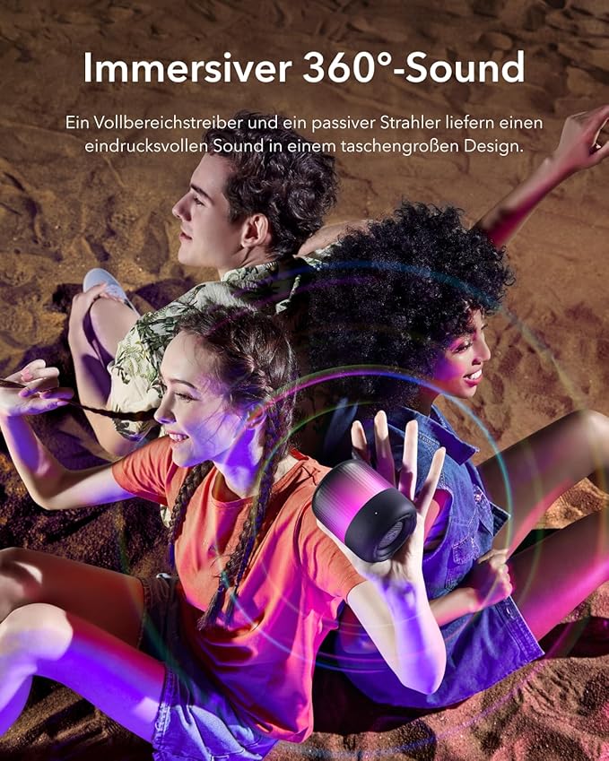 soundcore Glow Mini Speaker, Portable Bluetooth Speaker, 360° Sound, Light Show, 12h Playtime, IP67 Waterproof & Dustproof
