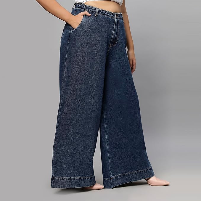 TURNING BLUE Extra Wide High Rise Plus Size Jeans for Women
