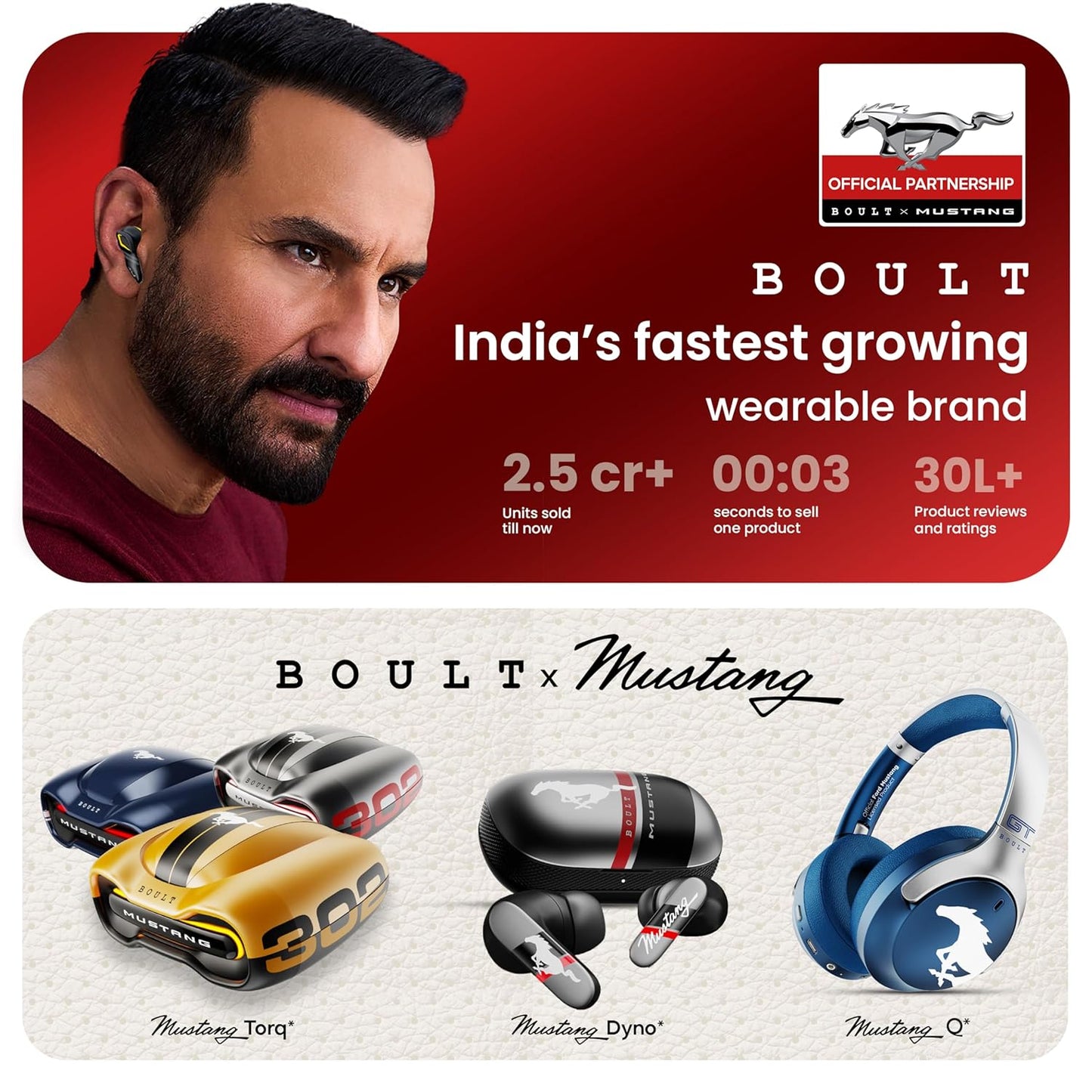 Mustang Torq Wireless in Ear Earbuds with 50H Playtime, App Support, Quad Mic ENC, 45ms Low Latency (3 color options)