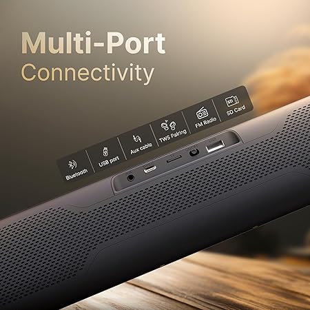 CrossBeats Blaze B50 | 50W Sound bar | Gaming RGB Light | FM Radio AUX, SD Card, USB I 4000 mAh 10 Hrs Battery