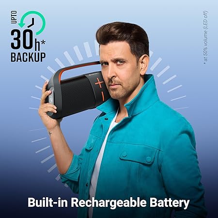 ZEBRONICS 30 Watts Portable Bluetooth Speaker, 30 Hours Playback, Dual 6.6cm Powerful Drivers (Sound Feast 200)