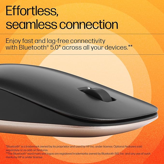 HP 410 Slim Bluetooth Mouse with 1200 DPI Optical Sensor,Ambidextrous Design,Compact Size,Portable, 12 Months Battery Life