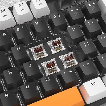 MageGee 75% Mechanical Gaming Keyboard with Brown Switch, LED White Backlit Keyboard, 87 Keys Compact TKL Wired Computer Keyboard for Windows Laptop PC Gamer - Black/White