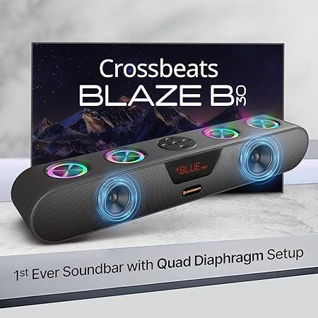 CrossBeats Blaze B30 Bluetooth 30W Soundbar Gaming RGB Light | AUX, BT, SD Card, USB &FM I 8 Hrs Playtime Fast Charge| TWS Pairing