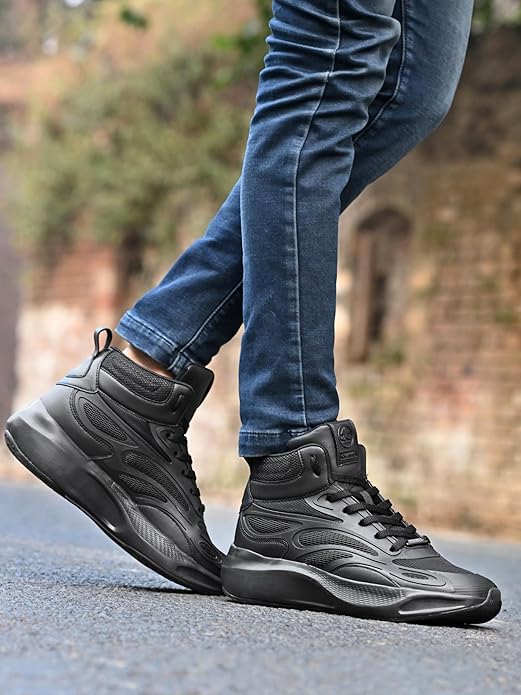OFF LIMITS Gladiator EXPLOREX Sneakers for Men | Lightweight Breathable Comfortable High-Top Shoes for Men (Black)