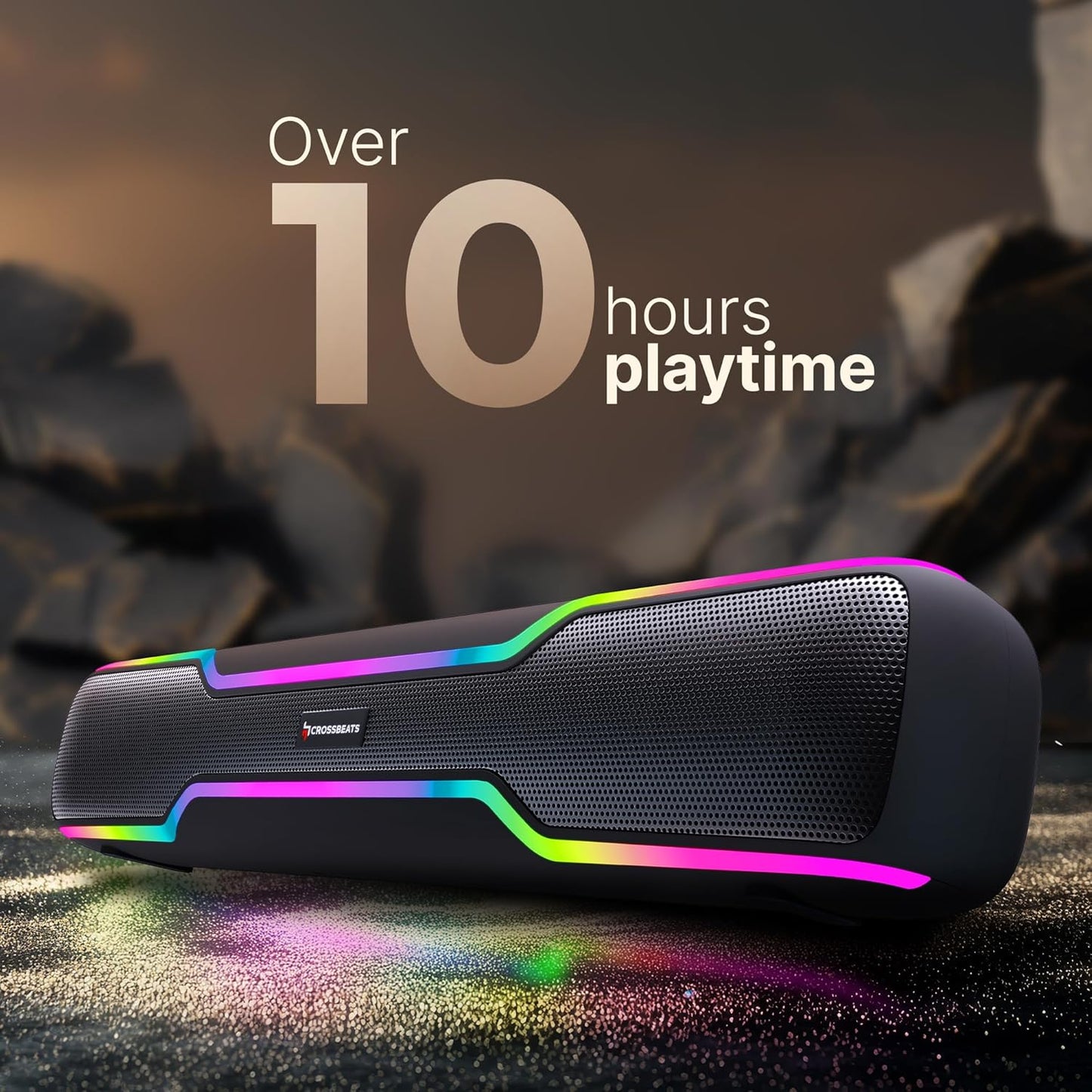 CrossBeats Blaze B50 | 50W Sound bar | Gaming RGB Light | FM Radio AUX, SD Card, USB I 4000 mAh 10 Hrs Battery