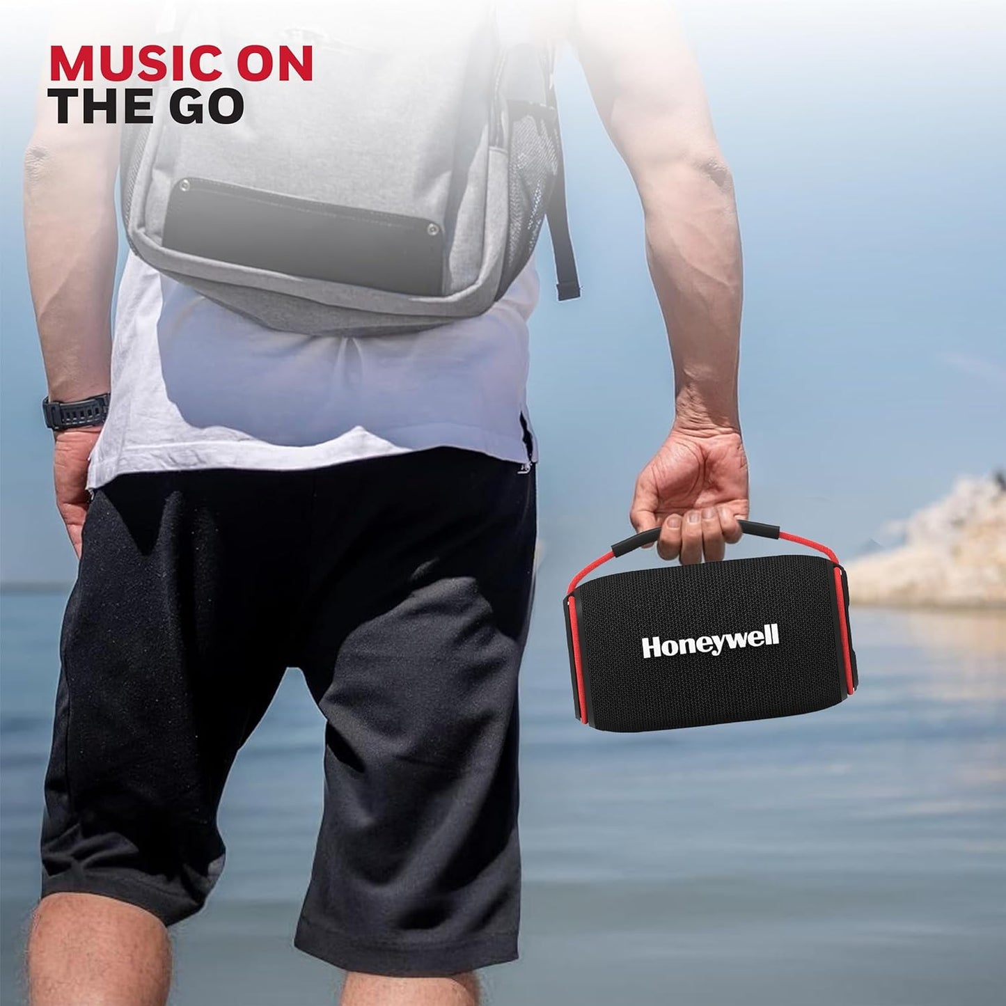 Honeywell Newly Launched Suono P400 15W 5.3 Bluetooth Speaker, Deep Bass Radiators,10H Playtime, IPX 6, Type-C Port (Black)