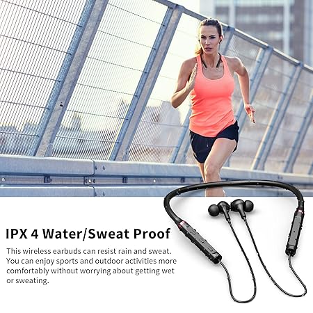 Neckband Bluetooth Headphones Wireless Earbuds for Samsung S25 Ultra S24 S23 FE S22 A53 A14 (Black)
