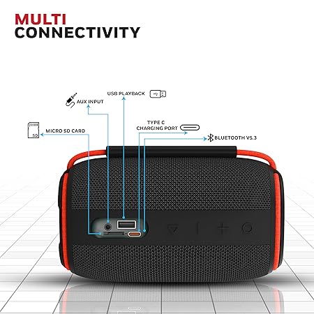 Honeywell Newly Launched Suono P400 15W 5.3 Bluetooth Speaker, Deep Bass Radiators,10H Playtime, IPX 6, Type-C Port (Black)