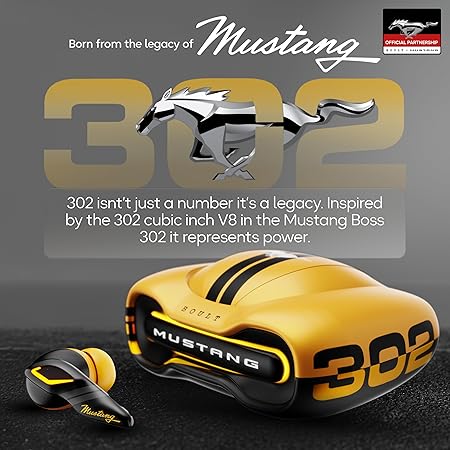 Mustang Torq Wireless in Ear Earbuds with 50H Playtime, App Support, Quad Mic ENC, 45ms Low Latency (3 color options)