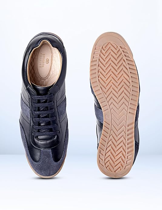 Symbol Premium Mens Smart Casual Leather Sneakers (Blue)