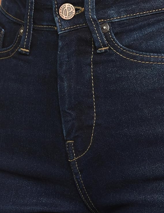 Pepe Jeans High Rise Dark Wash Cotton Relaxed Fit Women's Jeans