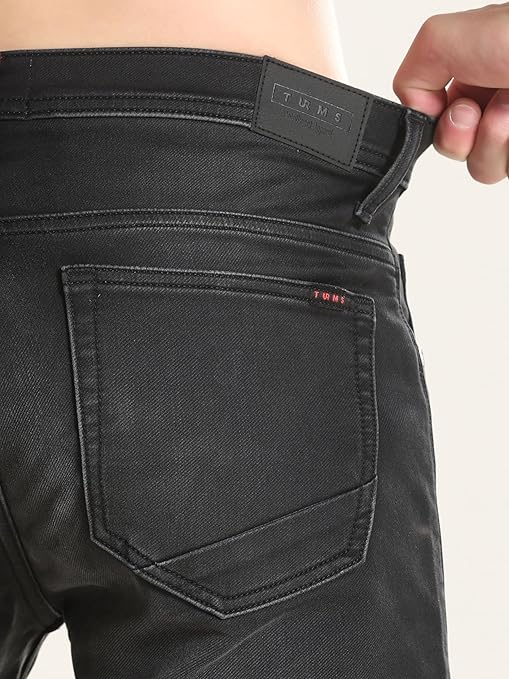 TURMS Men's Cool Tech ICY Comfort Solid Mid Rise Tailored Fit Stretchable Travel Edition Comfort Denim Jeans Cotton Rich Pant | 3Degree Cooler Anti Odor UV Protectant (Available in Plus Sizes)