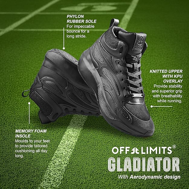 OFF LIMITS Gladiator EXPLOREX Sneakers for Men | Lightweight Breathable Comfortable High-Top Shoes for Men (Black)