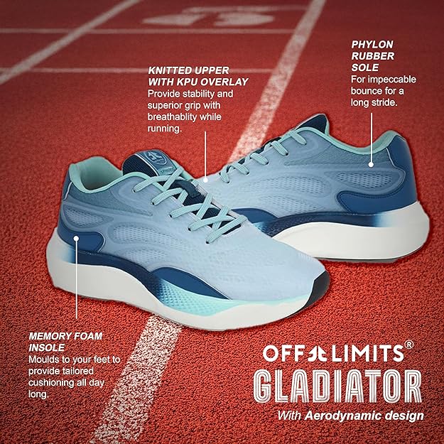 OFF LIMITS Men's Gladiator Lightweight Breathable Comfortable Running Shoes for Men with Shock-Absorption Technology, Sports Fashion Walking Hiking Sneakers for Mens Casual Workout Footwear