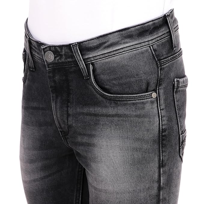 Alpha Array Men Comfort Regular Fit Jeans (Faded Black)