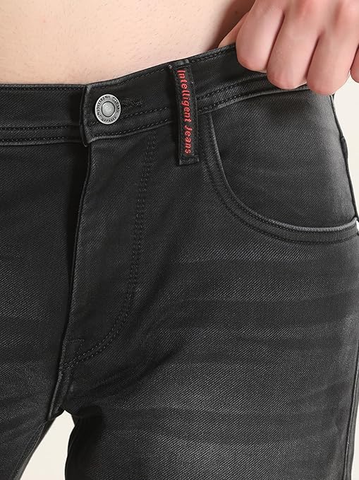 TURMS Men's Cool Tech ICY Comfort Solid Mid Rise Tailored Fit Stretchable Travel Edition Comfort Denim Jeans Cotton Rich Pant | 3Degree Cooler Anti Odor UV Protectant (Available in Plus Sizes)