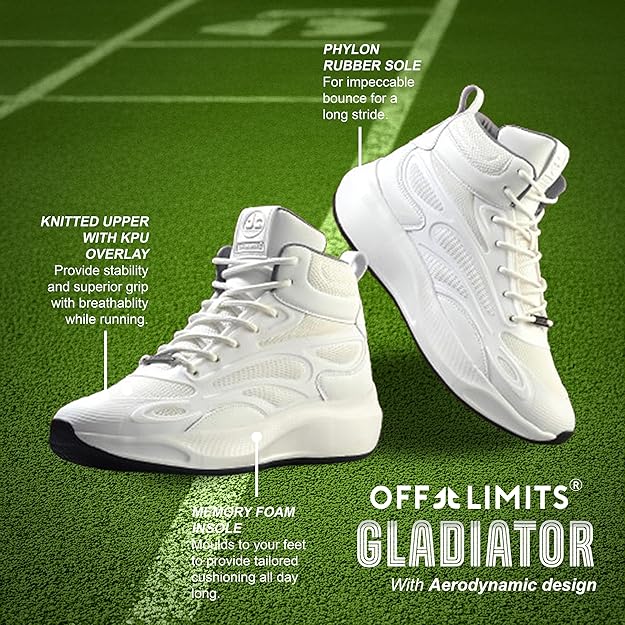 OFF LIMITS Gladiator EXPLOREX Sneakers for Men | Lightweight Breathable Comfortable High-Top Shoes for Men (OFF WHITE)