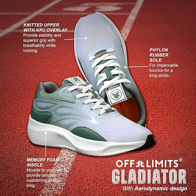 OFF LIMITS Men's Gladiator Lightweight Breathable Comfortable Running Shoes for Men with Shock-Absorption Technology, Sports Fashion Walking Hiking Sneakers for Mens Casual Workout Footwear