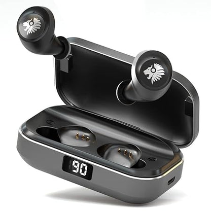 One Roar Denx45 Aluminium Alloy Bluetooth Truly Wireless in Ear Earbuds with Mic HD Dual, 60H Playtime (Dark Silver)