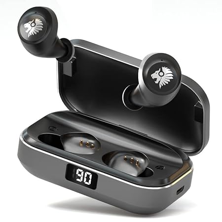 One Roar Denx45 Aluminium Alloy Bluetooth Truly Wireless in Ear Earbuds with Mic HD Dual, 60H Playtime (Dark Silver)
