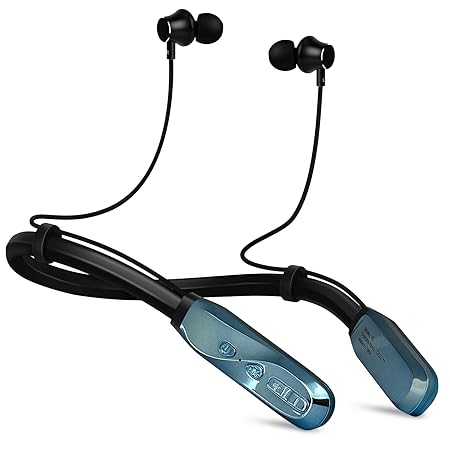 TERUBIN Neckband Bluetooth Headphones, 120H Long Playtime Wireless Stereo Neckband Earbuds with Microphone (Blue)