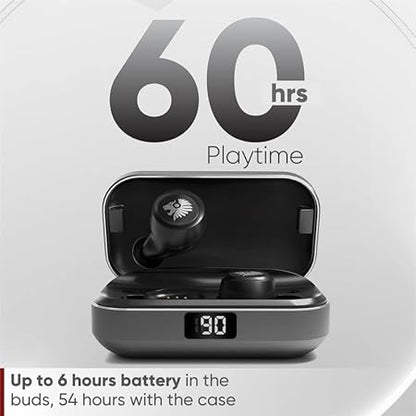 One Roar Denx45 Aluminium Alloy Bluetooth Truly Wireless in Ear Earbuds with Mic HD Dual, 60H Playtime (Dark Silver)