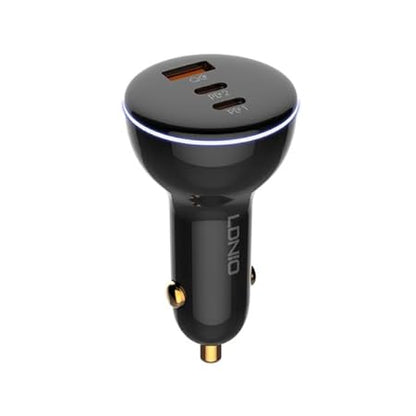 LDNIO C102 3 in 1 car Quick Charge 130W Laptop Mobile Cell Phone 100W 30W qc3.0 Dual pd Type c high Power 3 Ports car Charger