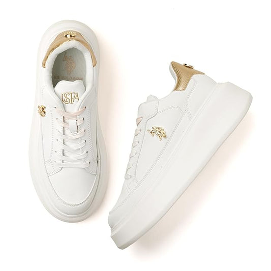 U.S. Polo Assn. Women Lace Up Sneaker Shoes (White)
