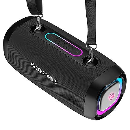 ZEBRONICS Sound Feast 85, Portable Bluetooth Speaker, 20 Watts, Upto 9 Hours Playback, BTv5.3 | TWS | USB, RGB LED, Call Function, Carry Strap (3 color options)