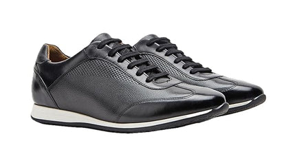 Symbol Premium Mens Smart Casual Leather Sneakers (Black)