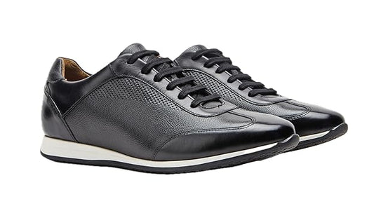 Symbol Premium Mens Smart Casual Leather Sneakers (Black)