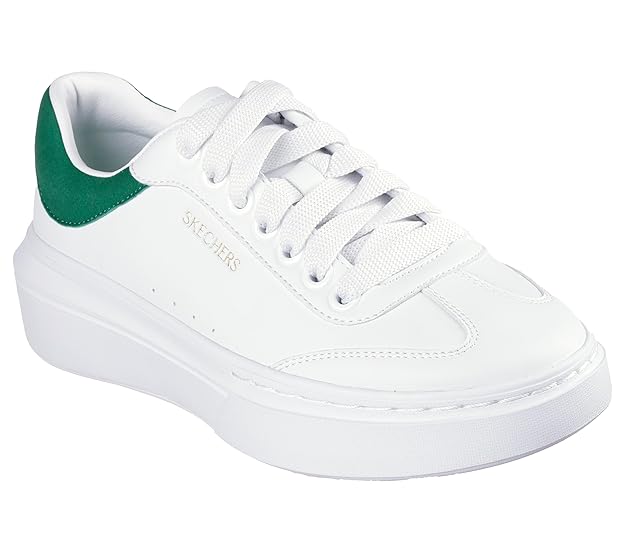 Skechers Women Bobs Geo New Aesthetics Lace Up Shoe (White Green)