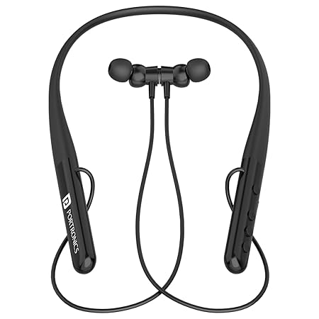 Portronics Harmonics Z4 Wireless Bluetooth 5.3 Neckband in Ear Earphones with Mic, 30Hrs Playtime (Black)