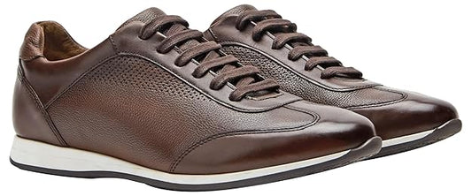 Symbol Premium Mens Smart Casual Leather Sneakers (Dark Brown)