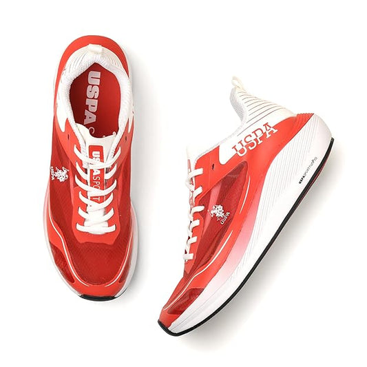 U.S. POLO ASSN. Men Lace Up Running Shoes (RED)